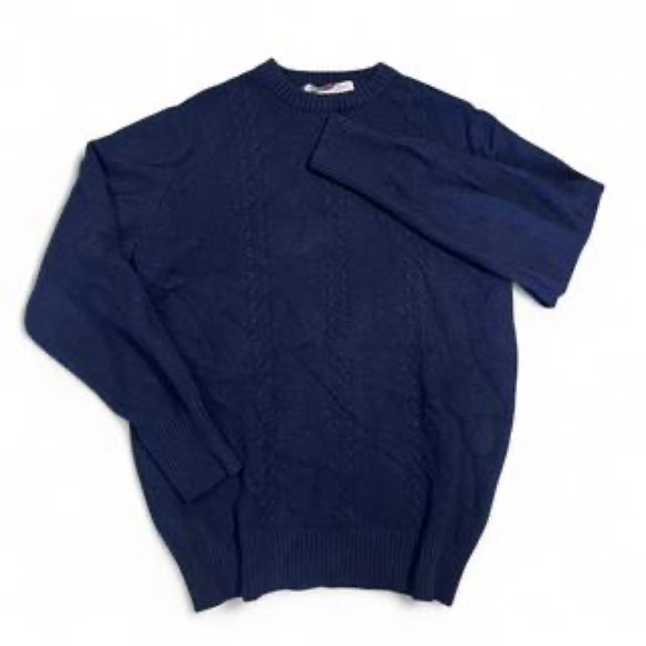 Vintage Philip Scott Navy cable knit lambswool blend sweater women’s large - Picture 1 of 8